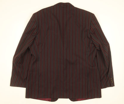 Men's Burgundy Pinstripe Blazer Jacket Size 48 Regular Classic Fit