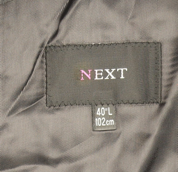 Next Men's Grey Pinstripe Wool Blazer Jacket 40L Regular Fit