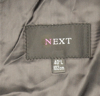 Next Men's Grey Pinstripe Wool Blazer Jacket 40L Regular Fit