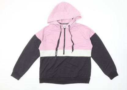 DKNY Women's Pink Colourblock 1/2 Zip Hoodie Size S