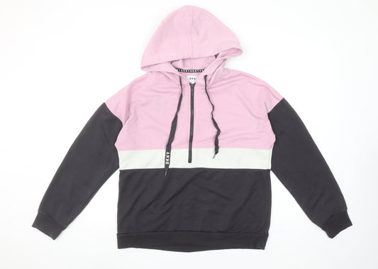 DKNY Women's Pink Colourblock 1/2 Zip Hoodie Size S