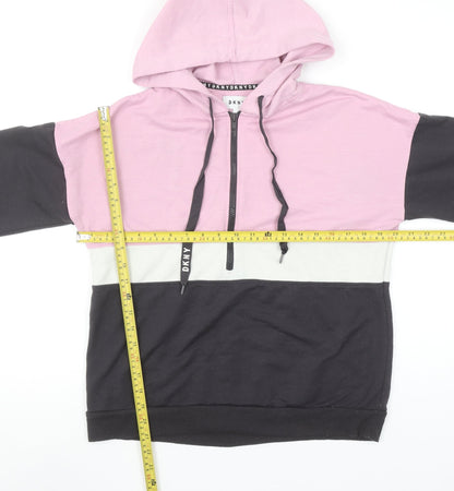 DKNY Women's Pink Colourblock 1/2 Zip Hoodie Size S