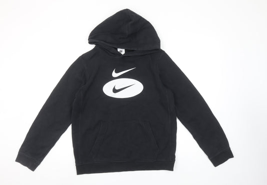 Nike Boys Black Pullover Hoodie XL 158-170cm Logo Graphic Print