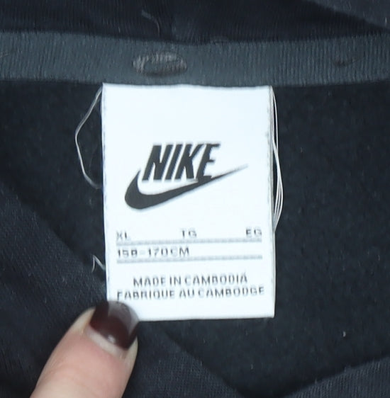 Nike Boys Black Pullover Hoodie XL 158-170cm Logo Graphic Print