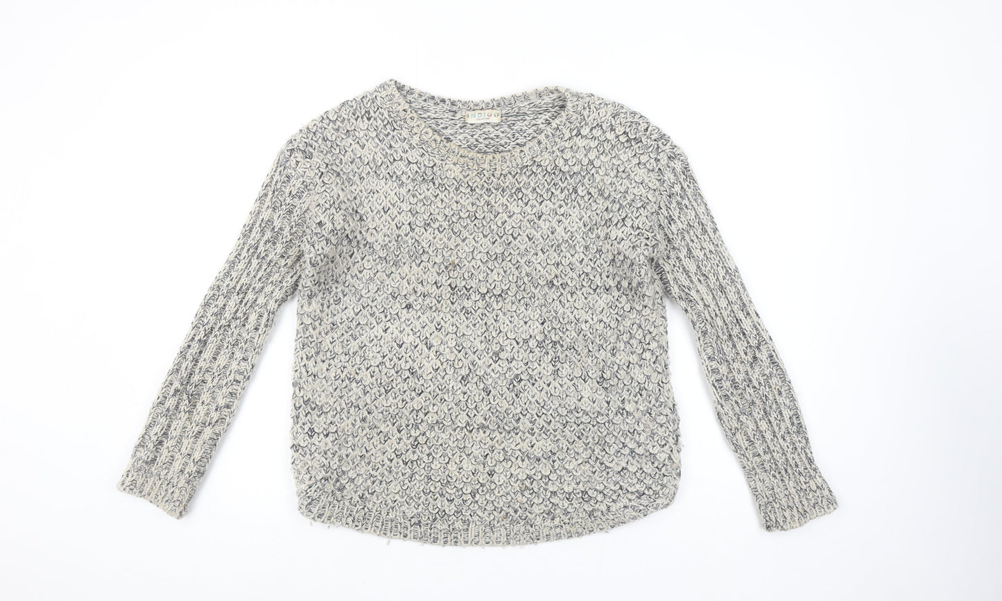 Marks and Spencer Women Grey Chunky Knit Wool Blend Pullover Jumper Size 8