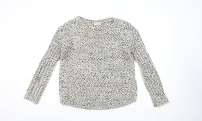 Marks and Spencer Women Grey Chunky Knit Wool Blend Pullover Jumper Size 8