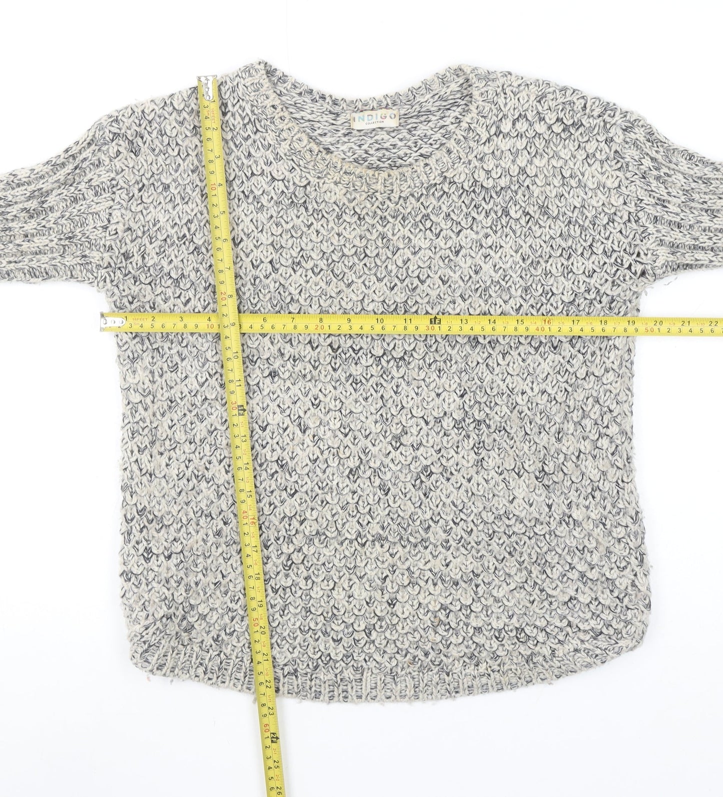 Marks and Spencer Women Grey Chunky Knit Wool Blend Pullover Jumper Size 8
