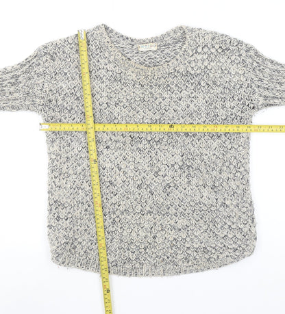 Marks and Spencer Women Grey Chunky Knit Wool Blend Pullover Jumper Size 8