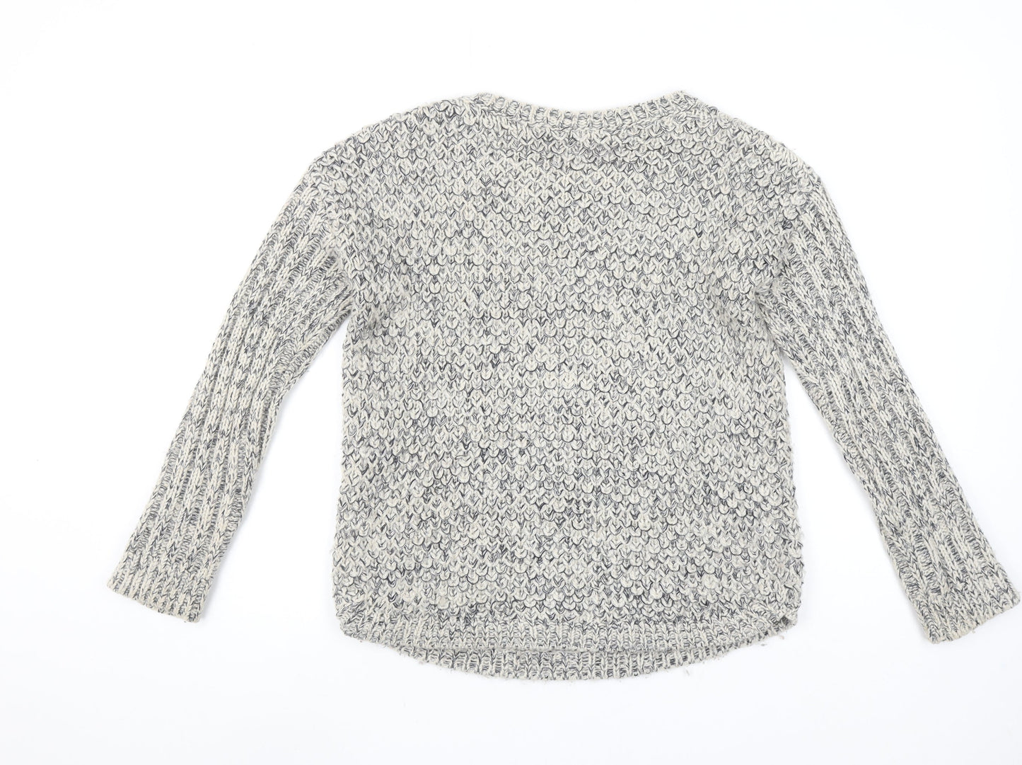 Marks and Spencer Women Grey Chunky Knit Wool Blend Pullover Jumper Size 8
