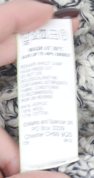 Marks and Spencer Women Grey Chunky Knit Wool Blend Pullover Jumper Size 8