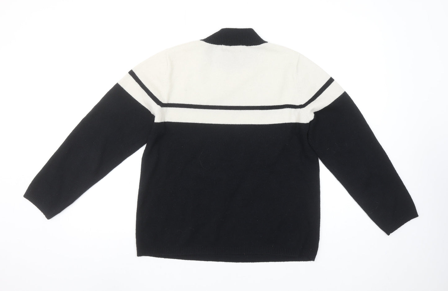 Bassini Womens Black & White Striped Crew Neck Knit Jumper M