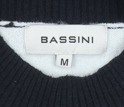 Bassini Womens Black & White Striped Crew Neck Knit Jumper M