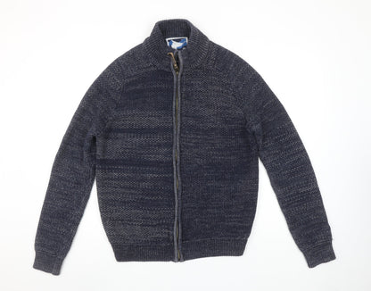 Mantaray Men’s Blue Cotton Full Zip Chunky Knit Jumper Size S