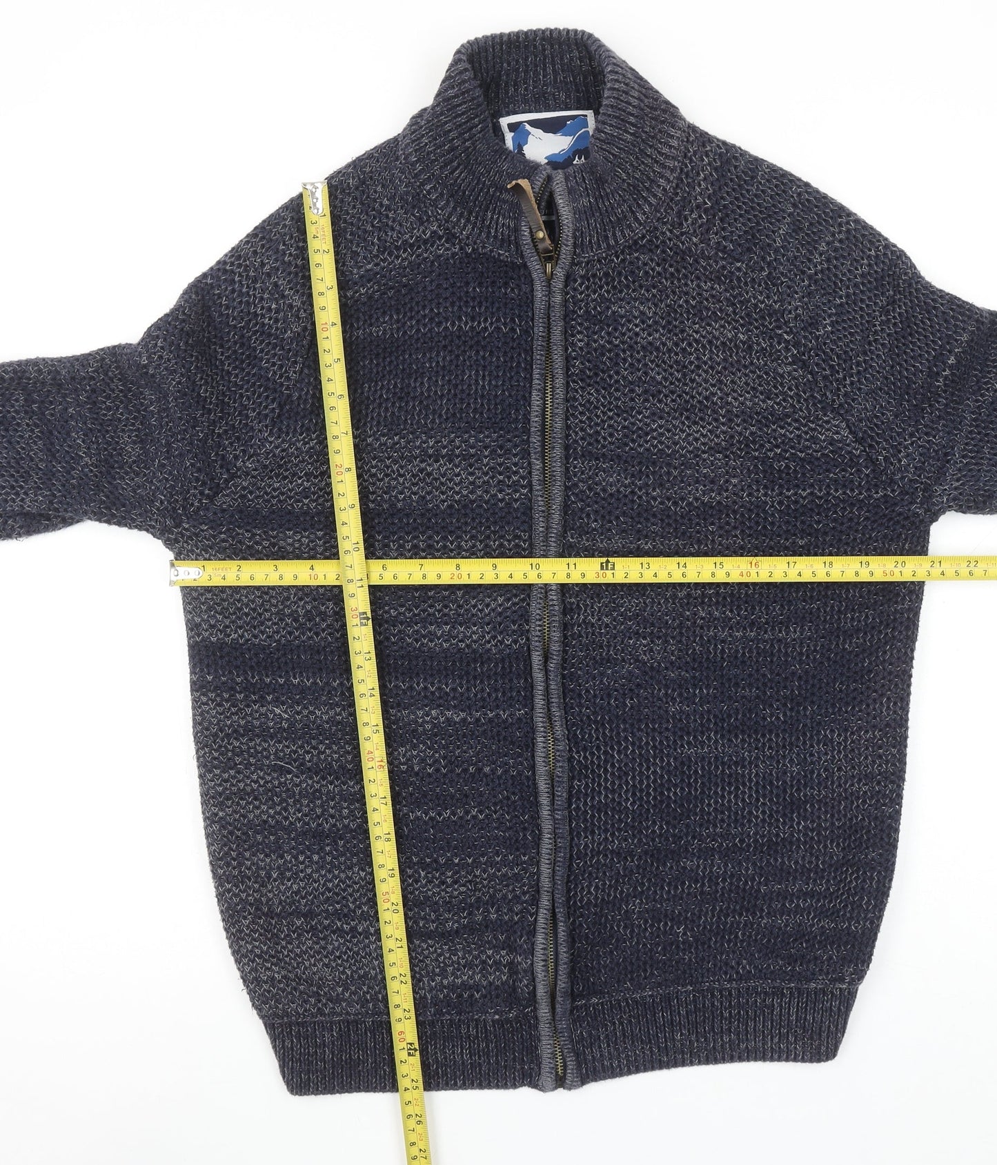 Mantaray Men’s Blue Cotton Full Zip Chunky Knit Jumper Size S