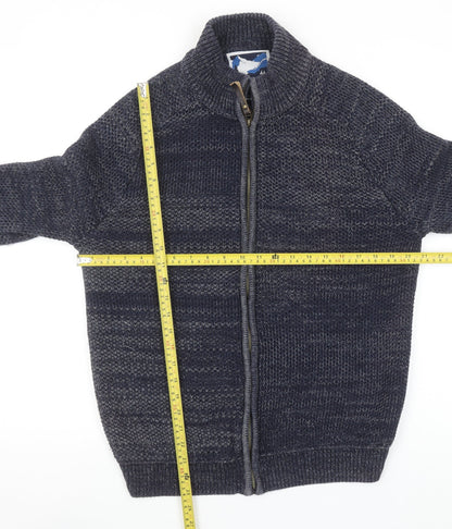 Mantaray Men’s Blue Cotton Full Zip Chunky Knit Jumper Size S