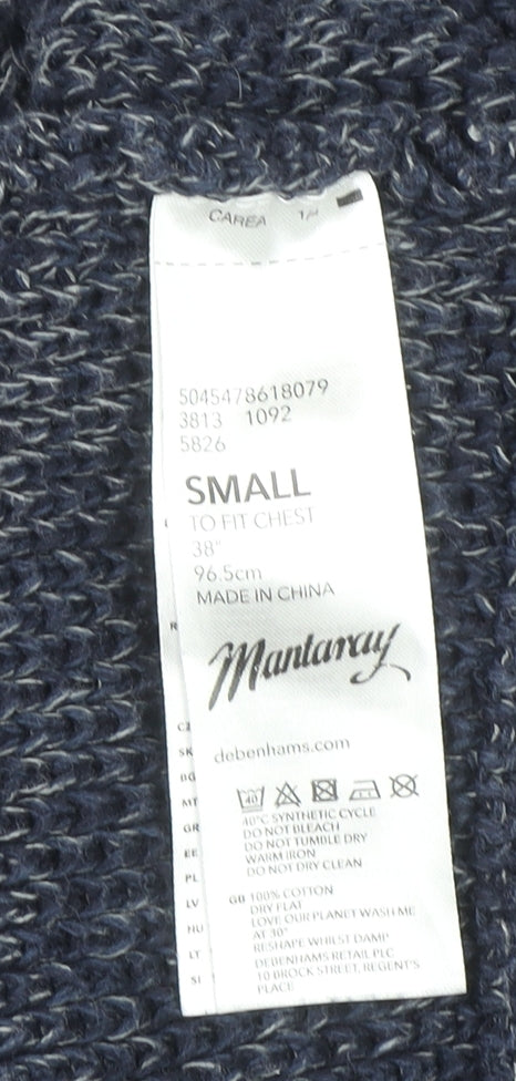 Mantaray Men’s Blue Cotton Full Zip Chunky Knit Jumper Size S