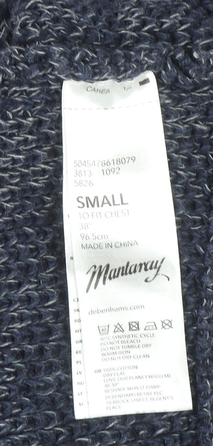 Mantaray Men’s Blue Cotton Full Zip Chunky Knit Jumper Size S