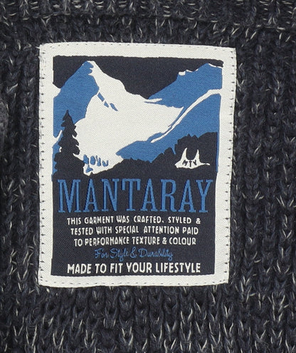 Mantaray Men’s Blue Cotton Full Zip Chunky Knit Jumper Size S