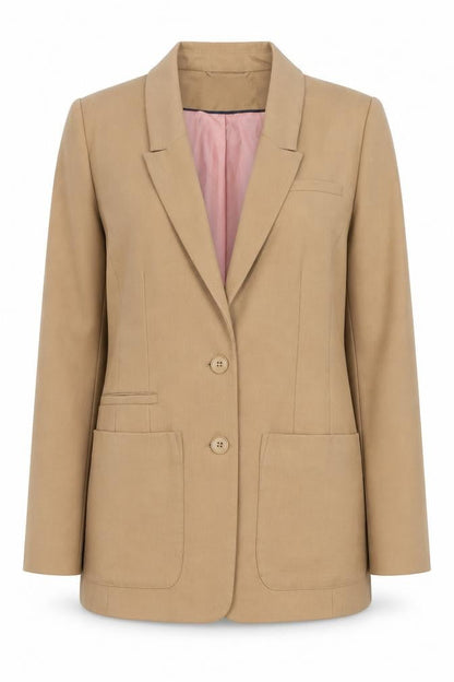 H&M Women's Brown Tailored Blazer Size 12 Regular Fit Two-Button Jacket
