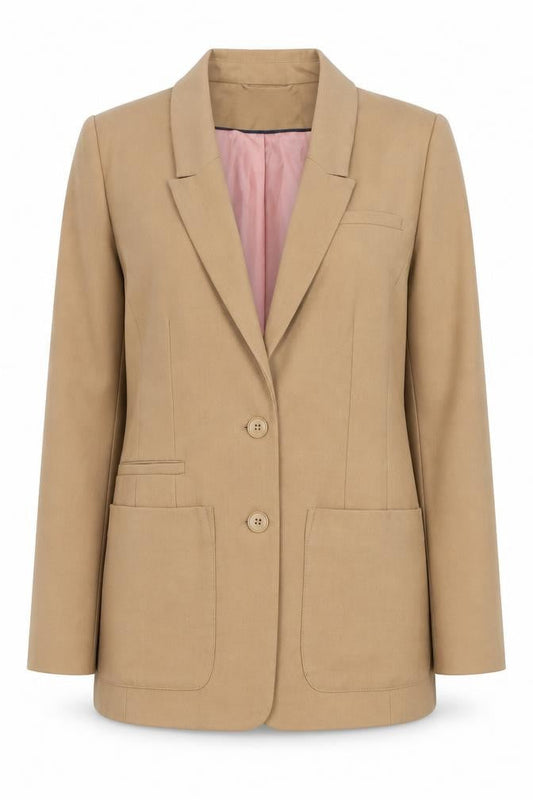 H&M Women's Brown Tailored Blazer Size 12 Regular Fit Two-Button Jacket