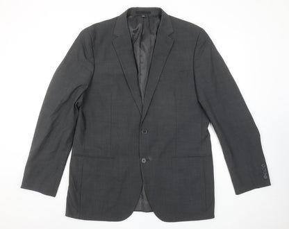 Marks and Spencer Men's Grey Wool Blend XL Long Suit Jacket