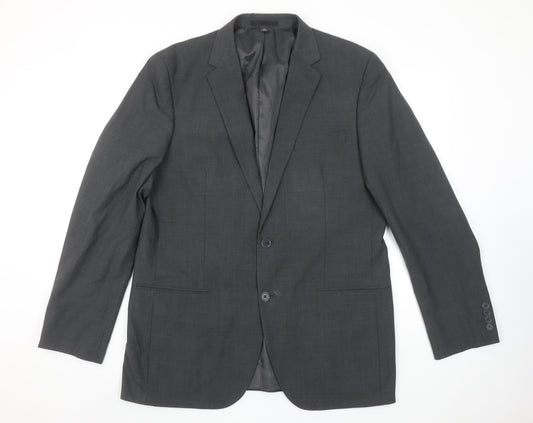 Marks and Spencer Men's Grey Wool Blend XL Long Suit Jacket
