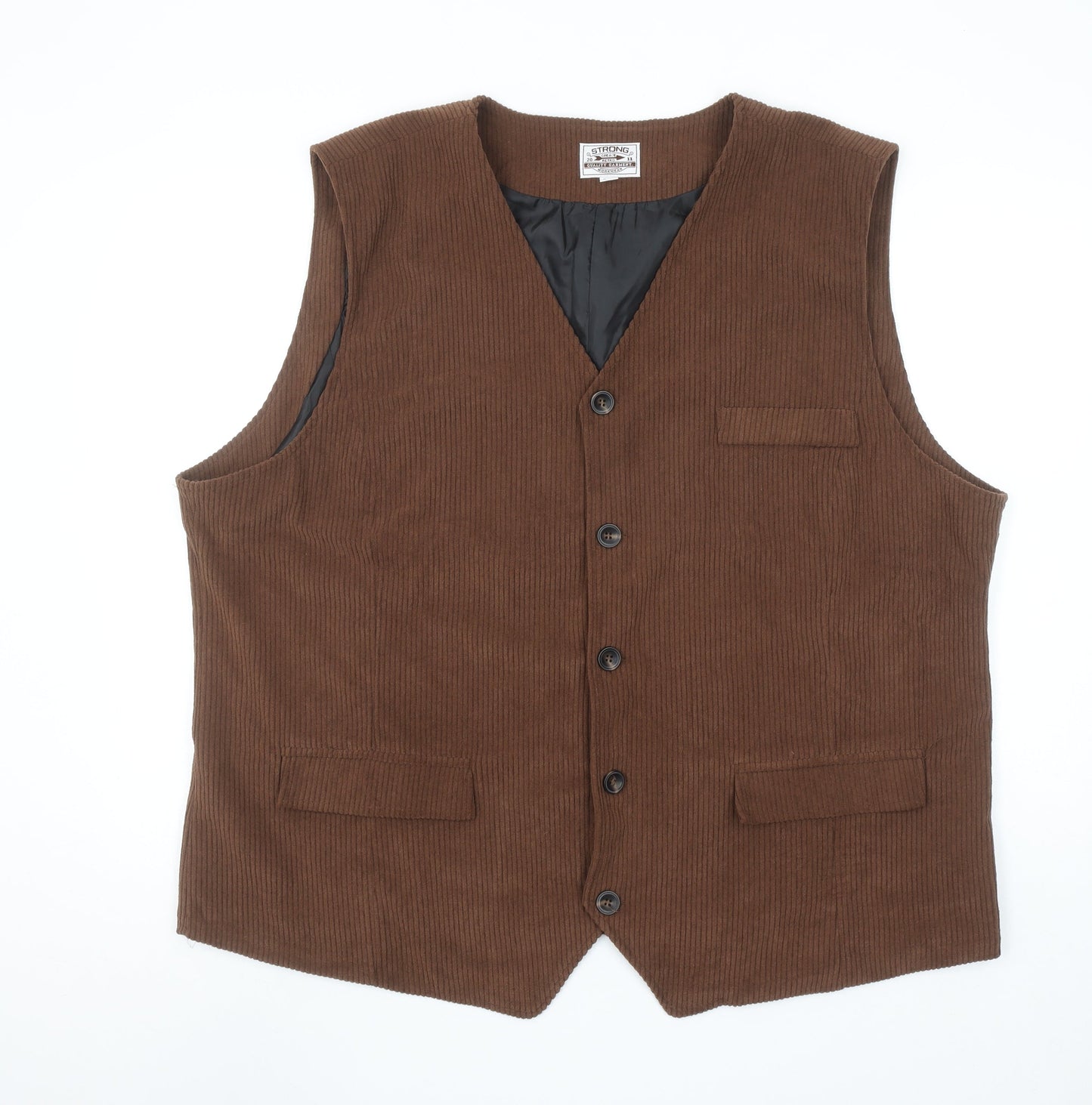 Strong Men's Brown Corduroy Waistcoat 3XL Retro Workwear Style