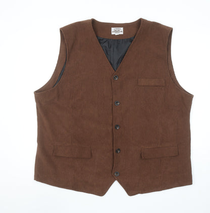 Strong Men's Brown Corduroy Waistcoat 3XL Retro Workwear Style