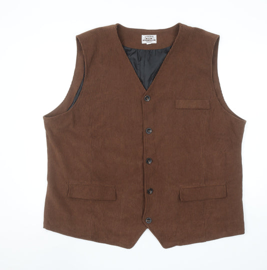 Strong Men's Brown Corduroy Waistcoat 3XL Retro Workwear Style