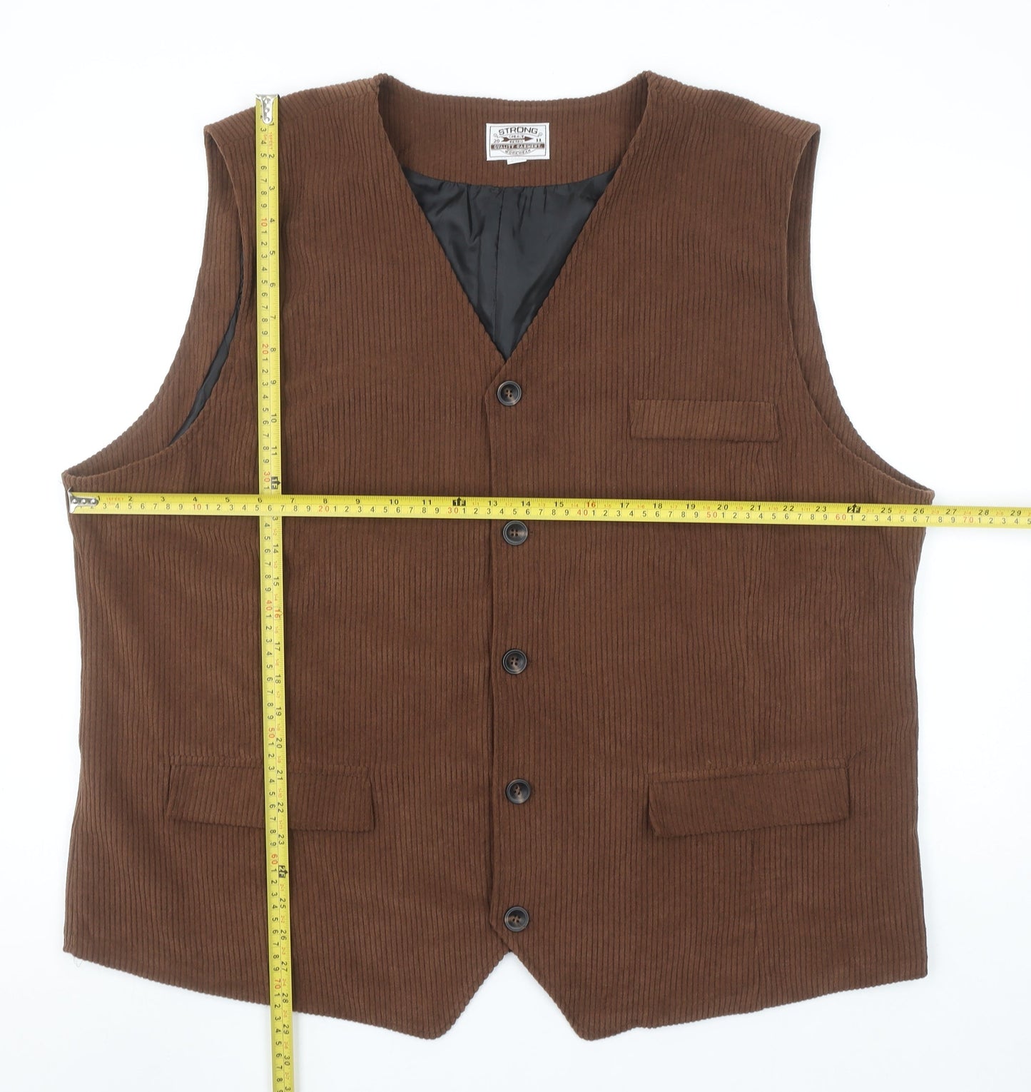 Strong Men's Brown Corduroy Waistcoat 3XL Retro Workwear Style