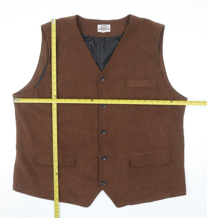 Strong Men's Brown Corduroy Waistcoat 3XL Retro Workwear Style