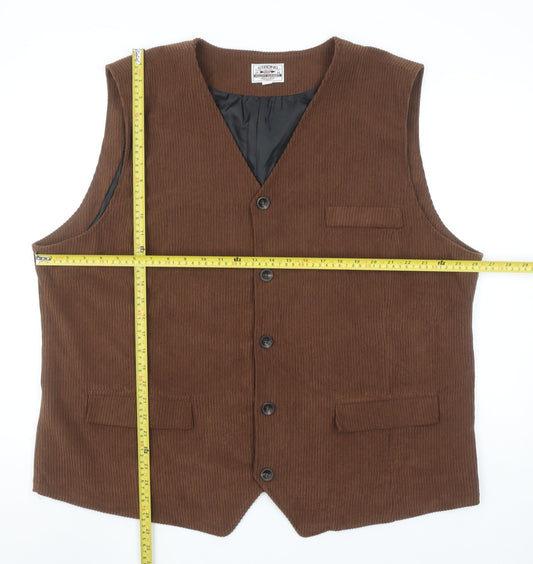 Strong Men's Brown Corduroy Waistcoat 3XL Retro Workwear Style