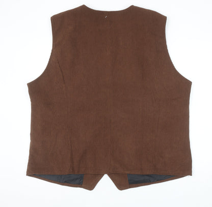Strong Men's Brown Corduroy Waistcoat 3XL Retro Workwear Style