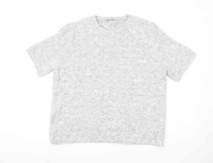 Marks and Spencer Women’s Grey Beaded Knit Short Sleeve Jumper Size L