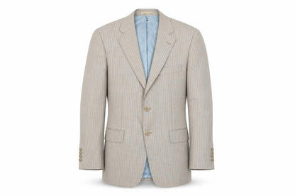 Magee Men's Beige Striped Wool Blazer Jacket 40R Classic Fit