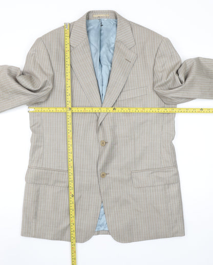 Magee Men's Beige Striped Wool Blazer Jacket 40R Classic Fit