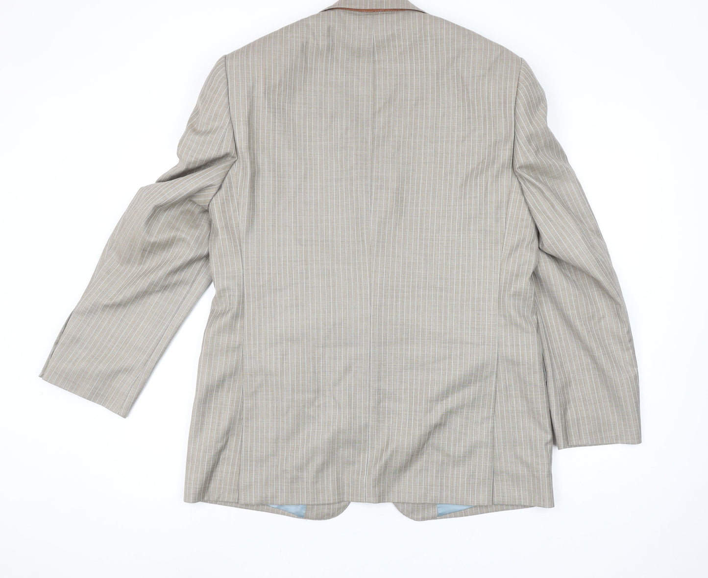 Magee Men's Beige Striped Wool Blazer Jacket 40R Classic Fit