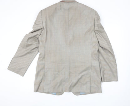 Magee Men's Beige Striped Wool Blazer Jacket 40R Classic Fit