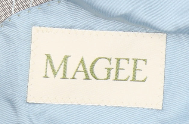 Magee Men's Beige Striped Wool Blazer Jacket 40R Classic Fit