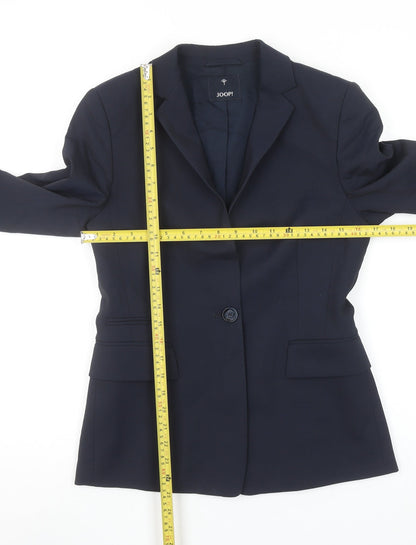 JOOP! Women's Blue Wool Blend Slim Fit Single-Breasted Blazer Size 8
