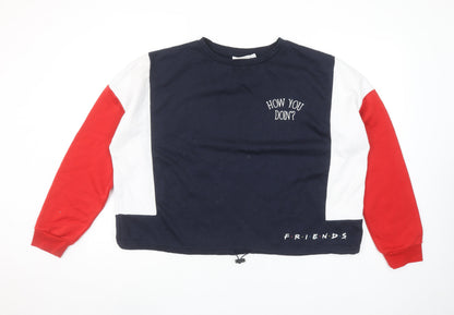 Primark Friends Navy Red Colourblock Women's XL Pullover Sweatshirt