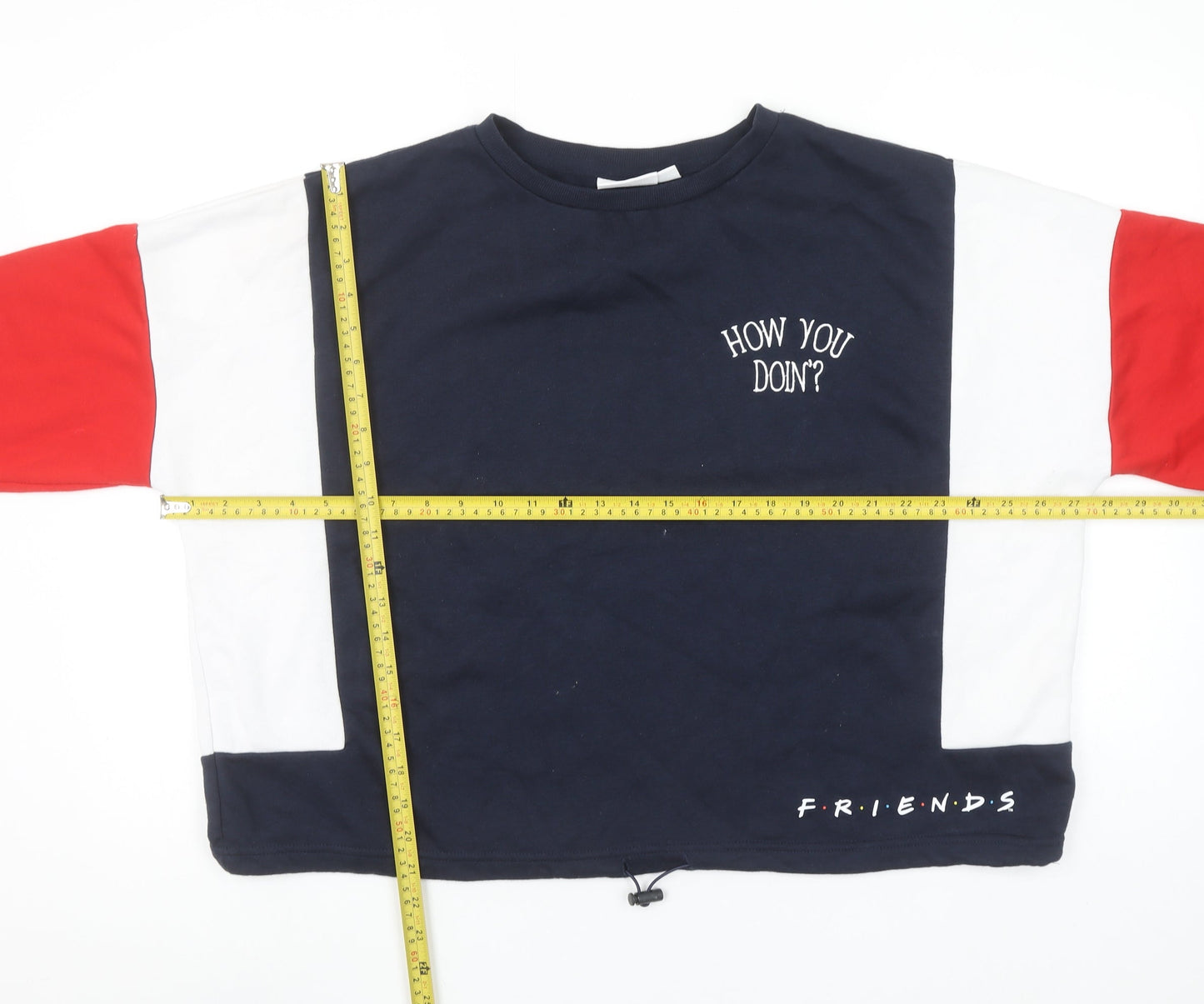 Primark Friends Navy Red Colourblock Women's XL Pullover Sweatshirt