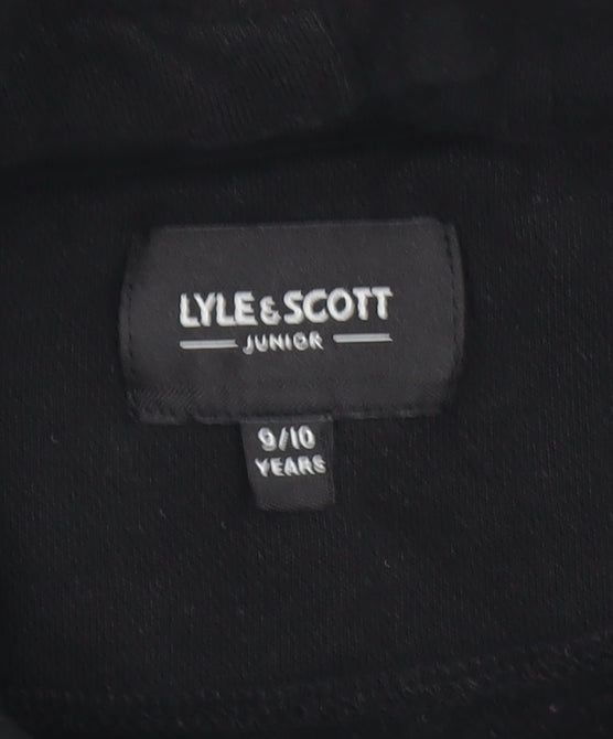Lyle & Scott Boys Black Hoodie 9-10 Years Cotton Blend Pullover