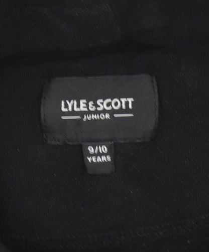 Lyle & Scott Boys Black Hoodie 9-10 Years Cotton Blend Pullover