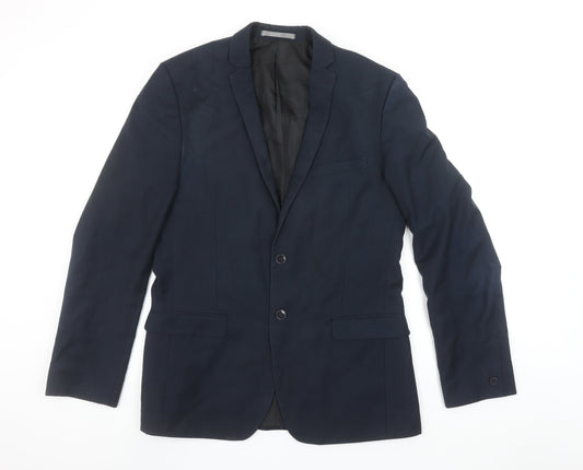Red Herring Men's Blue 40L Long Regular Fit 2-Button Blazer Jacket