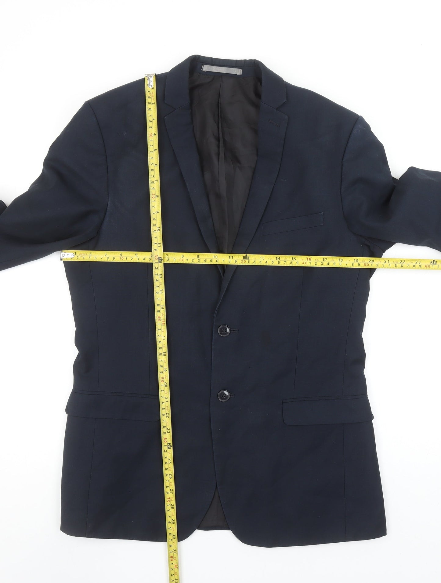 Red Herring Men's Blue 40L Long Regular Fit 2-Button Blazer Jacket
