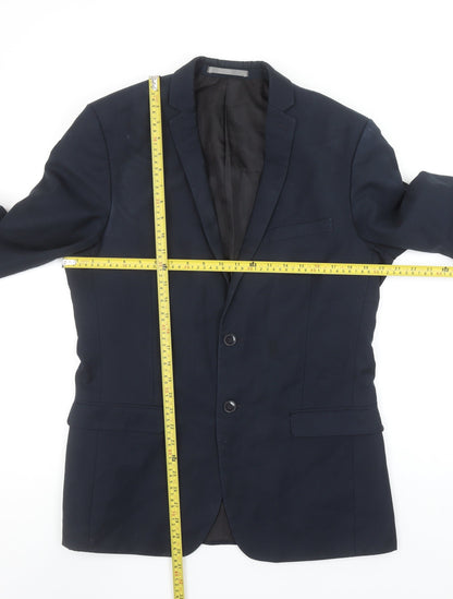 Red Herring Men's Blue 40L Long Regular Fit 2-Button Blazer Jacket