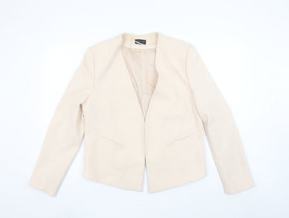 Topshop Women Beige Suit Jacket UK 16 Tailored Blazer Lined