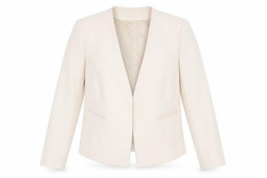 Topshop Women Beige Suit Jacket UK 16 Tailored Blazer Lined