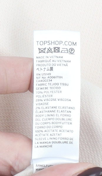 Topshop Women Beige Suit Jacket UK 16 Tailored Blazer Lined